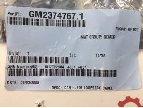 GE Innova Can-Jedi Loopback Cable Cath Lab P/N 2374767.1 / 2374767-1