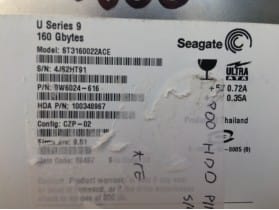 SEAGATE U Series 9 160Gb for OEC 9800 Hard Drive P/N 9W6024-616 , 100348967 , ST3160022ACE