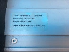 ARCOMA AB ARCO COMB Rad/Fluoro Room Parts P/N 0130-099-002