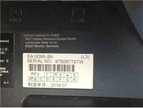 NEC MultiSync 19Monitor Monitor Parts P/N EA193Mi-BK"