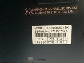 NEC MultiSync LCD2080UX+BK Monitor Parts P/N LCD2080UX+BK